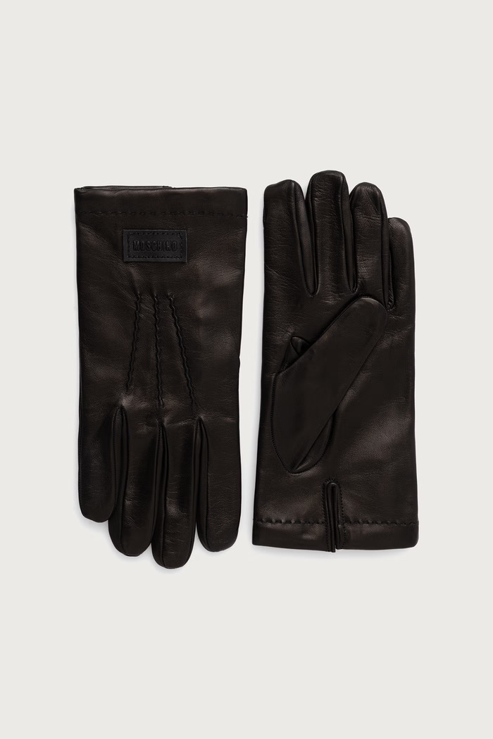 Moschino Rękawiczki męskie skórzane czarny M5931.60814
