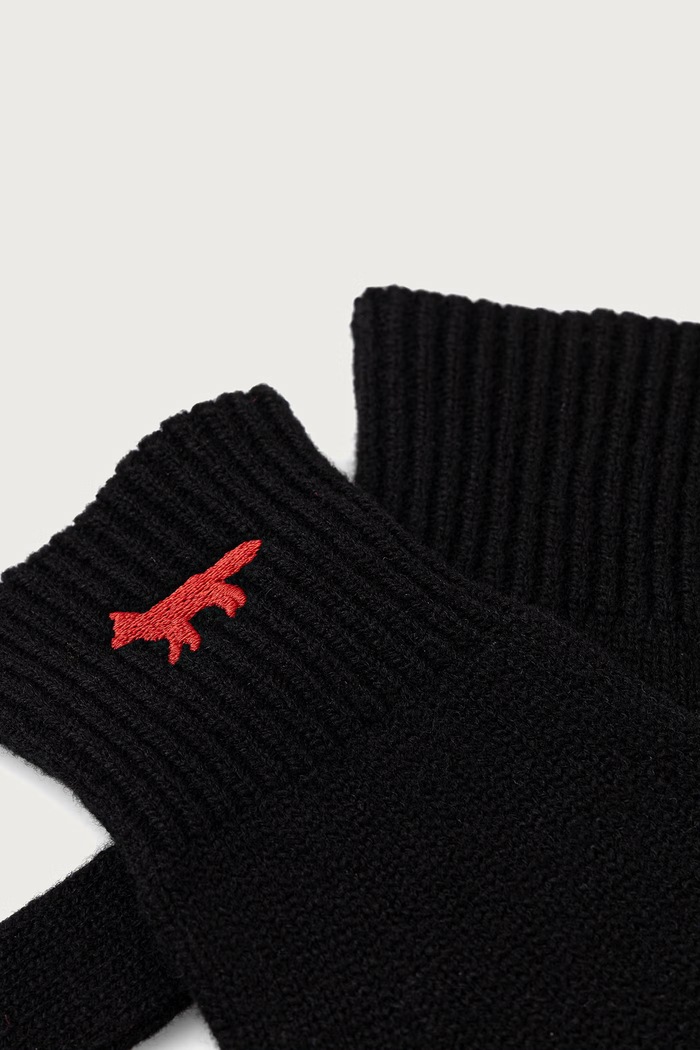 Maison Kitsuné Profile Fox rękawiczki wełniane MRUAT00KT1235 czarny AW26