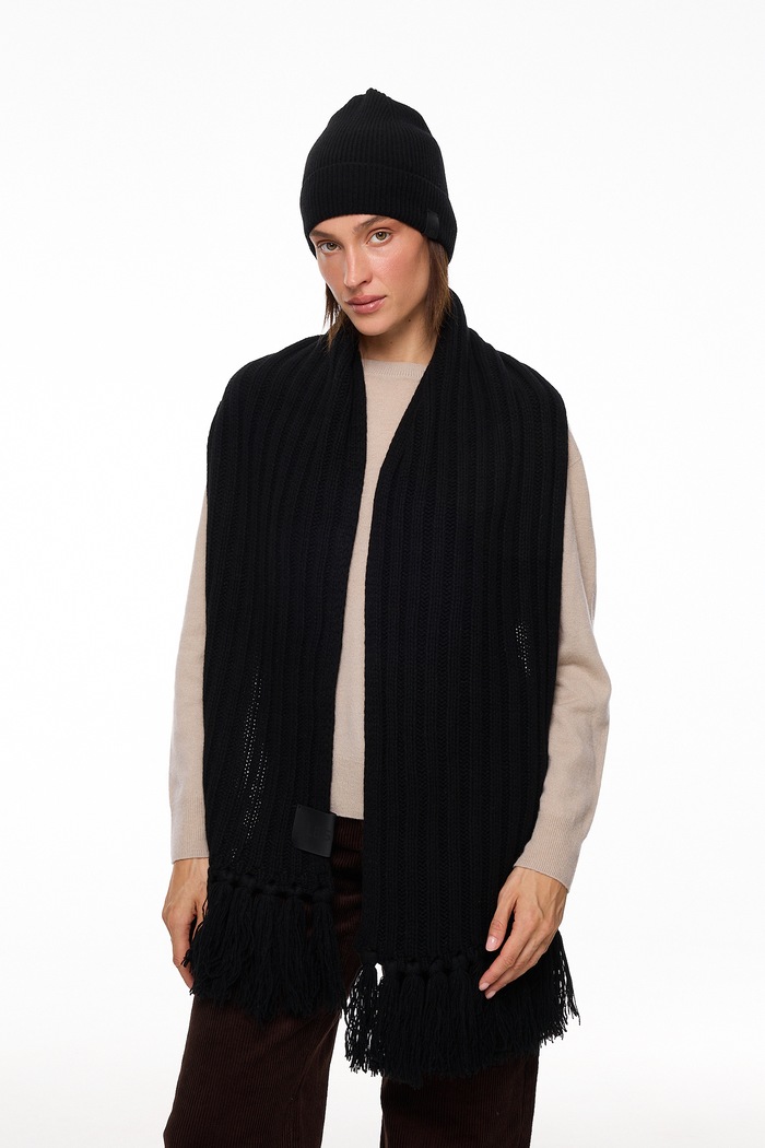 Szalik damski wełniany Black Cashmere Scarf LE SH KA headwear czarny BlackCashmereScarf