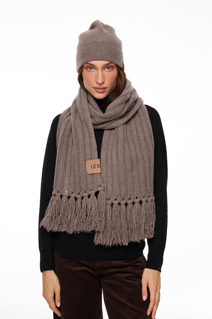 LE SH KA headwear LE SH KA шарф жіночий з додаванням кашеміру Brown Cashnere Scarf BrownCashnereScarf коричневий AW26