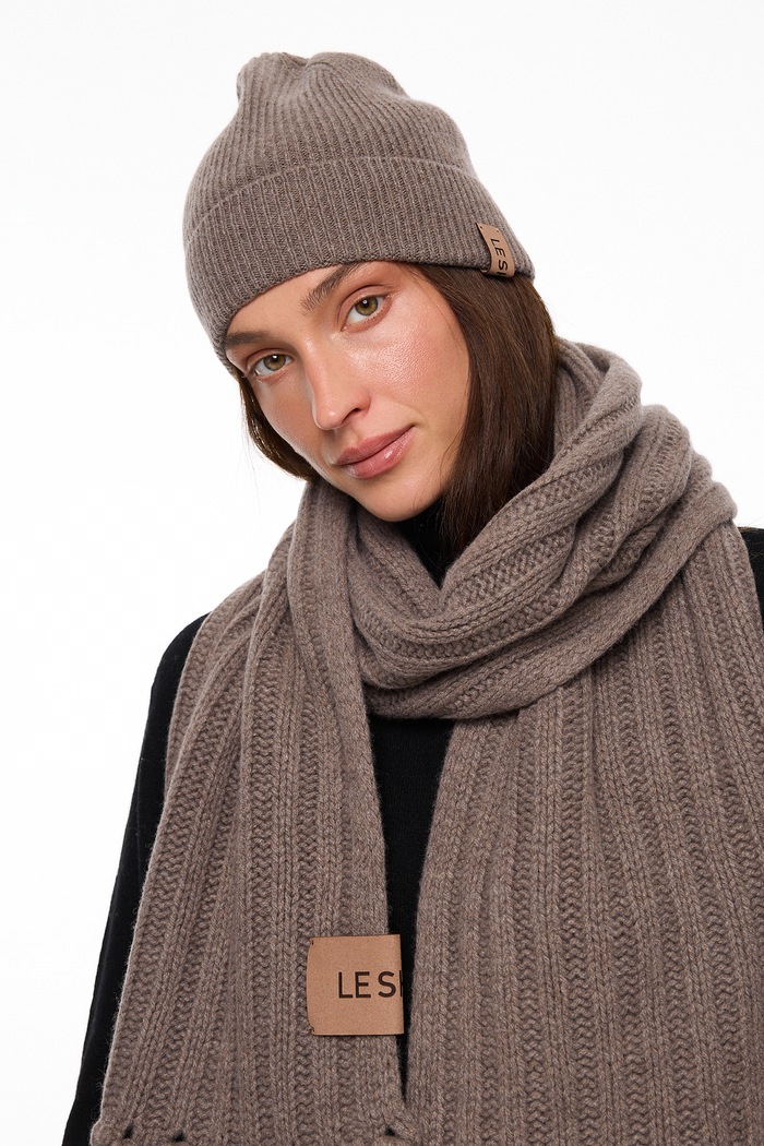 Аксесуари LE SH KA headwear LE SH KA шарф жіночий з додаванням кашеміру Brown Cashnere Scarf BrownCashnereScarf коричневий