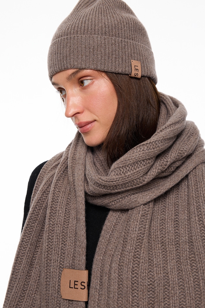 LE SH KA шарф жіночий з додаванням кашеміру Brown Cashnere Scarf LE SH KA headwear BrownCashnereScarf коричневий