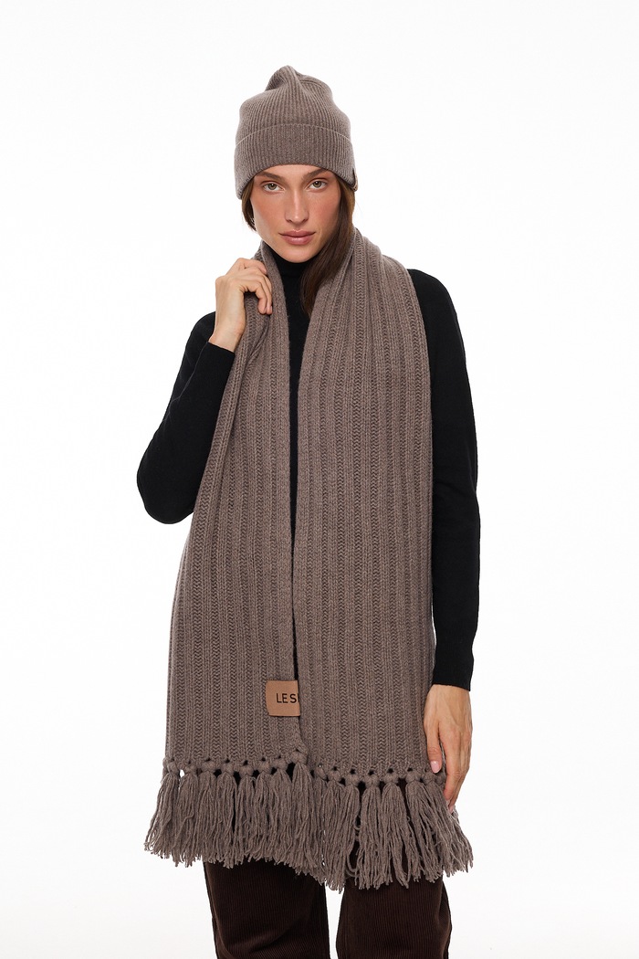 LE SH KA headwear LE SH KA шарф жіночий з додаванням кашеміру Brown Cashnere Scarf BrownCashnereScarf