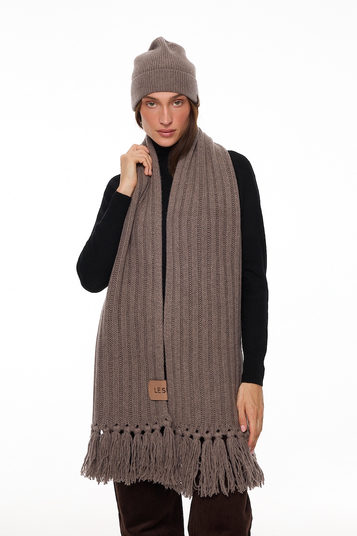 LE SH KA headwear LE SH KA шарф жіночий з додаванням кашеміру Brown Cashnere Scarf BrownCashnereScarf