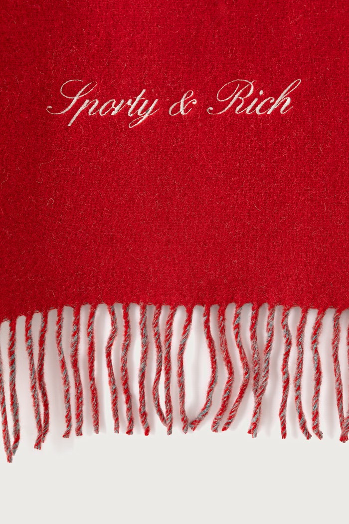 Sporty & Rich Signature Logo szalik wełniany damski AC08585326GY30 czerwony AW26