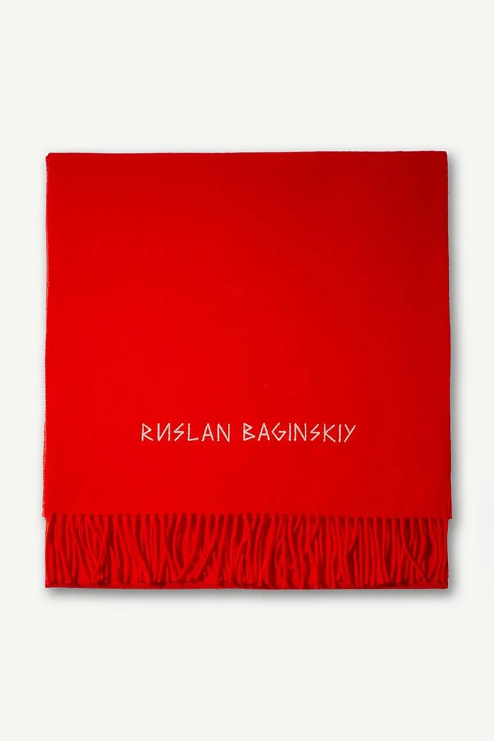 RUSLAN BAGINSKIY Szalik damski wełniany Wool Scarf czerwony SKR034.MW.FLTL