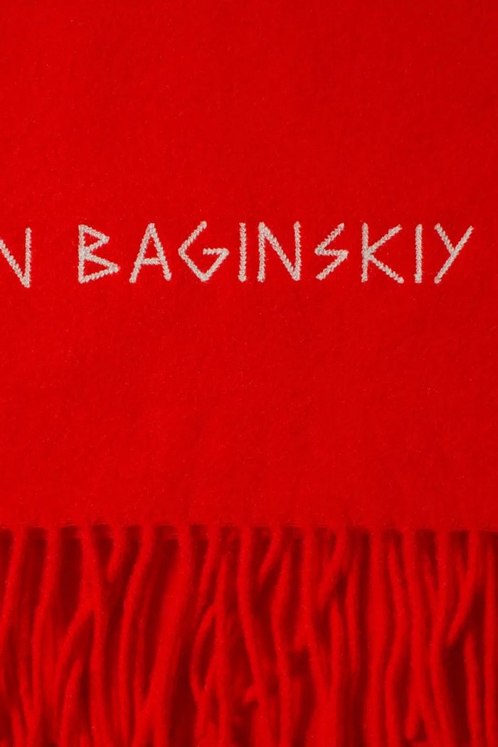RUSLAN BAGINSKIY Szalik damski wełniany Wool Scarf SKR034.MW.FLTL czerwony AW26