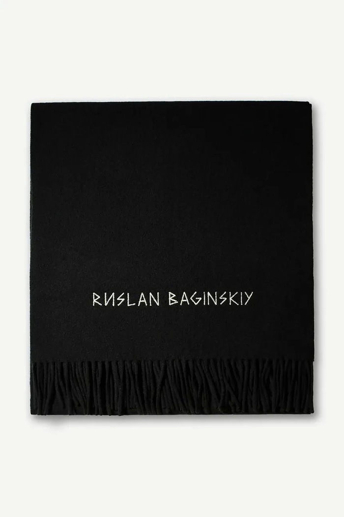 RUSLAN BAGINSKIY Szalik damski wełniany Wool Scarf czarny SKR033.MW.FLTL