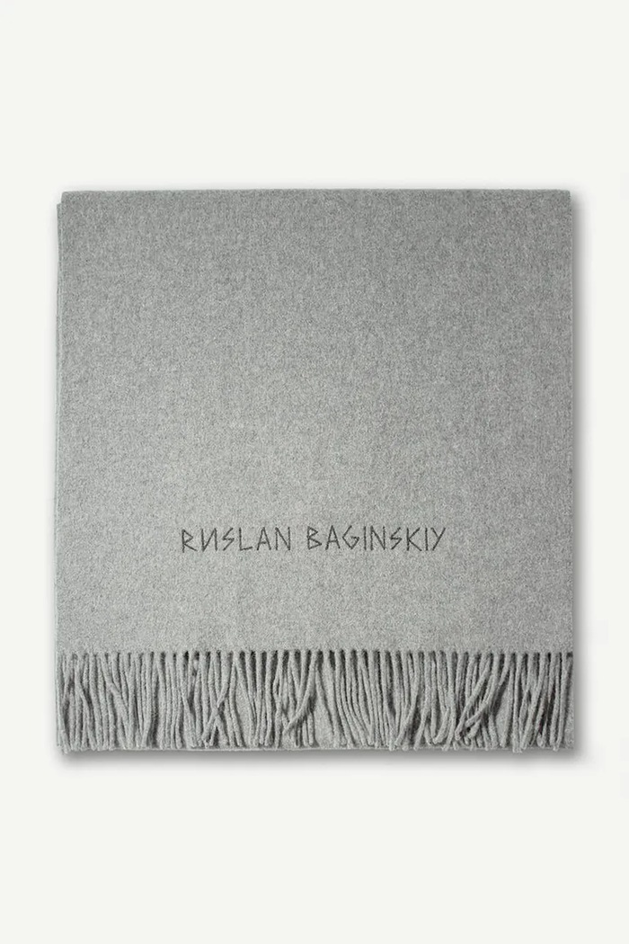 RUSLAN BAGINSKIY Szalik damski wełniany Wool Scarf szary SKR031.MW.FLTL