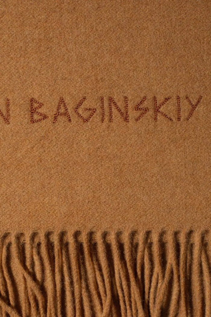 RUSLAN BAGINSKIY Szalik damski wełniany Wool Scarf SKR036.MW.FLTL brązowy AW26