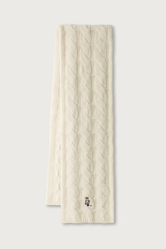 Polo Ralph Lauren Szalik damski wełniany beżowy 455P23849