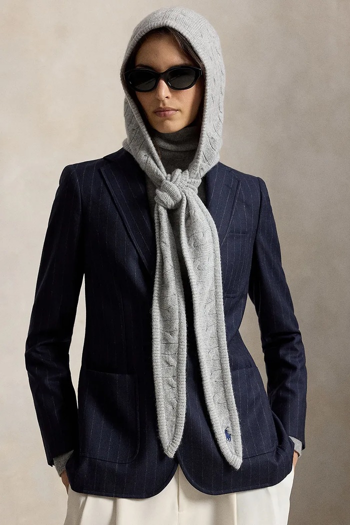 Doplňky Polo Ralph Lauren Kapuce dámská vlněná 455P18110 šedá