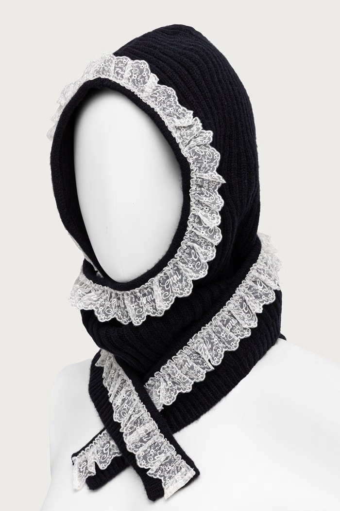 Akcesoria GANNI Balaclava kaptur damski B3020274 granatowy