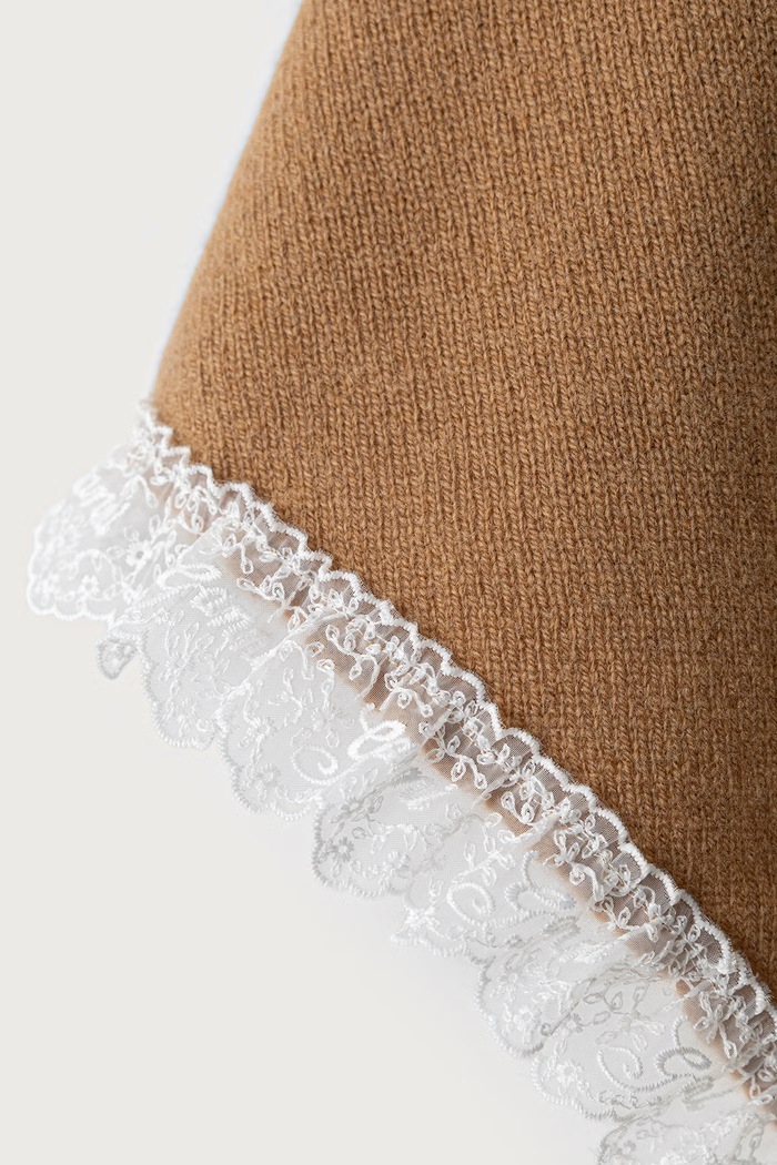 Akcesoria GANNI Triangular Scarf szalik damski z wełną B3020273 brązowy