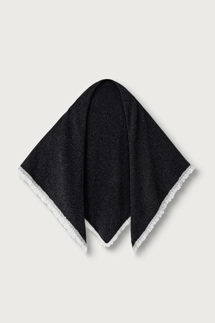 GANNI Triangular Scarf XXL szalik wełniany damski szary B3020272