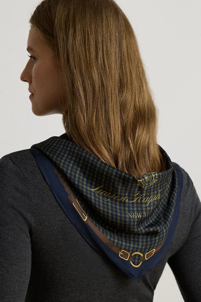 Lauren Ralph Lauren Apaszka damska jedwabna 454P23564 granatowy AW26