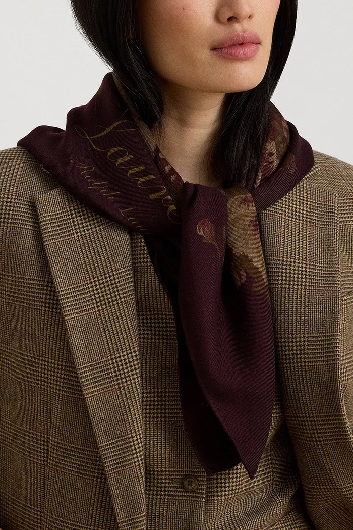 Női gyapjú sál Lauren Ralph Lauren 454P23558 burgundia