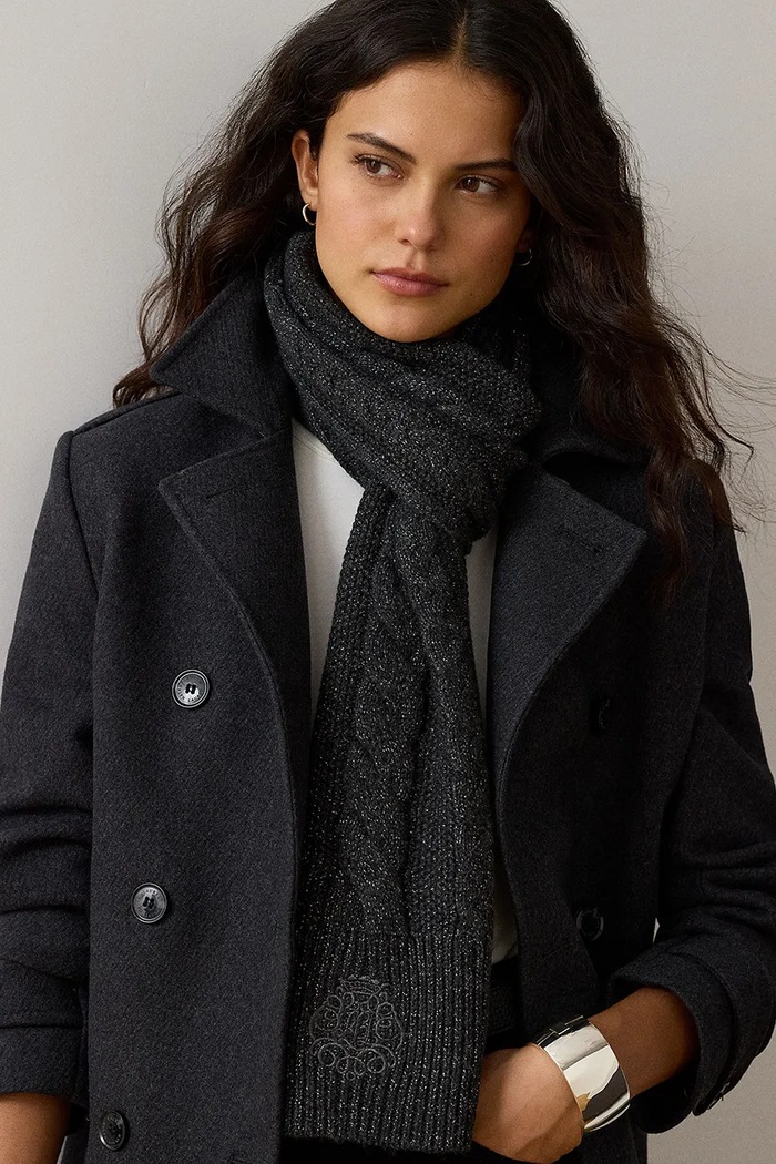 Akcesoria Lauren Ralph Lauren Szalik damski z wełną 454P23550 szary