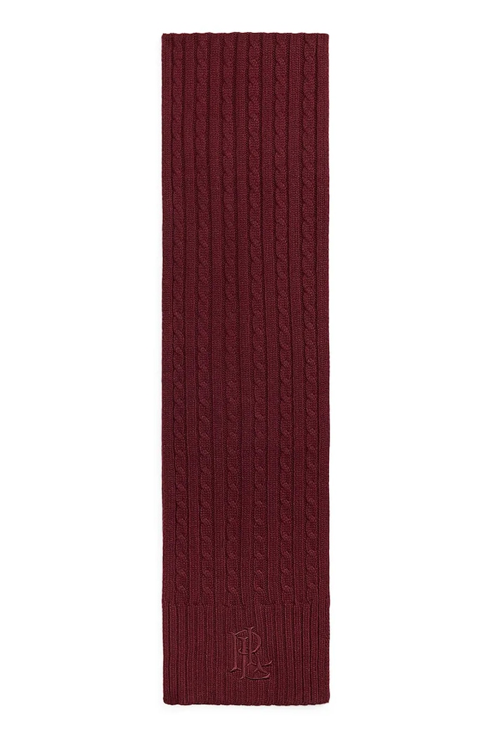 Lauren Ralph Lauren Szalik damski z dodatkiem wełny 454P23506 bordowy AW26