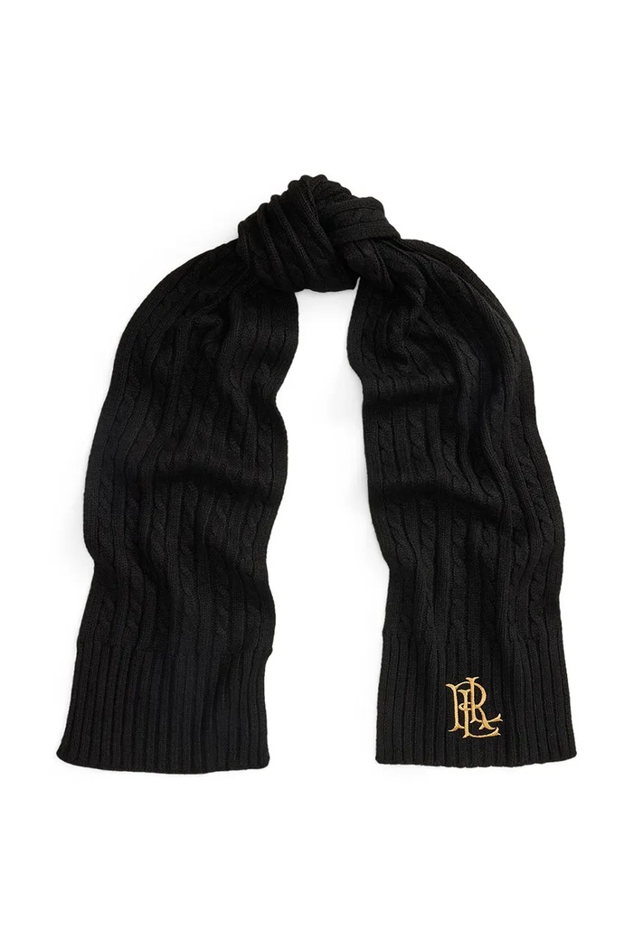 Lauren Ralph Lauren Szalik damski z dodatkiem wełny czarny 454P23506