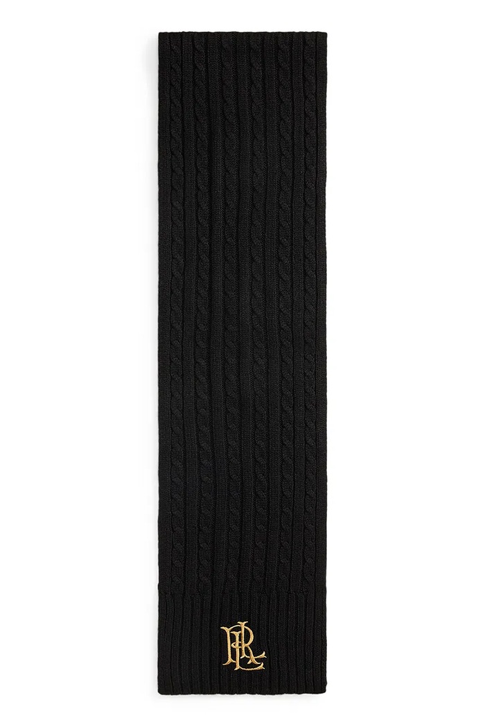 Lauren Ralph Lauren Szalik damski z dodatkiem wełny 454P23506 czarny AW26