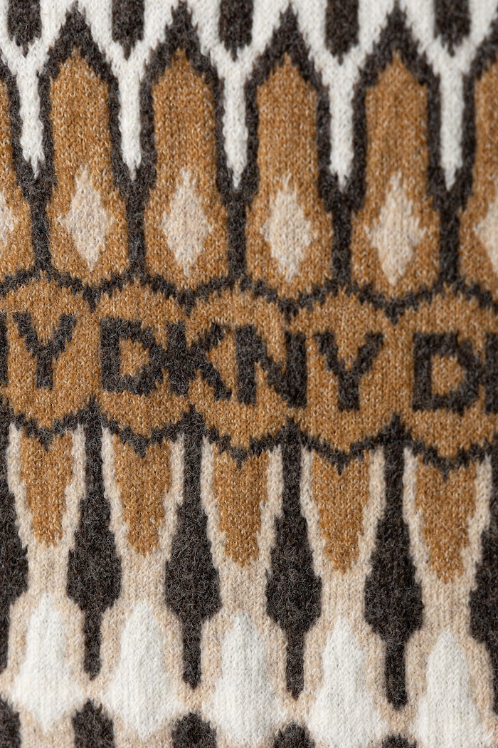 DKNY Szalik damski z dodatkiem wełny D6KS1850 brązowy AW26