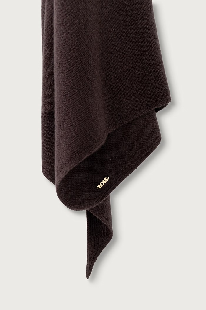 Dodaci BOSS Kratki šal za žene od vune Lancetta_scarf 50569774 smeđa