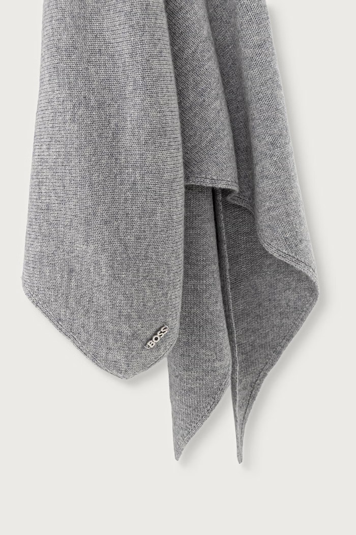 Dodaci BOSS Kratki šal za žene od vune Lancetta_scarf 50569774 siva