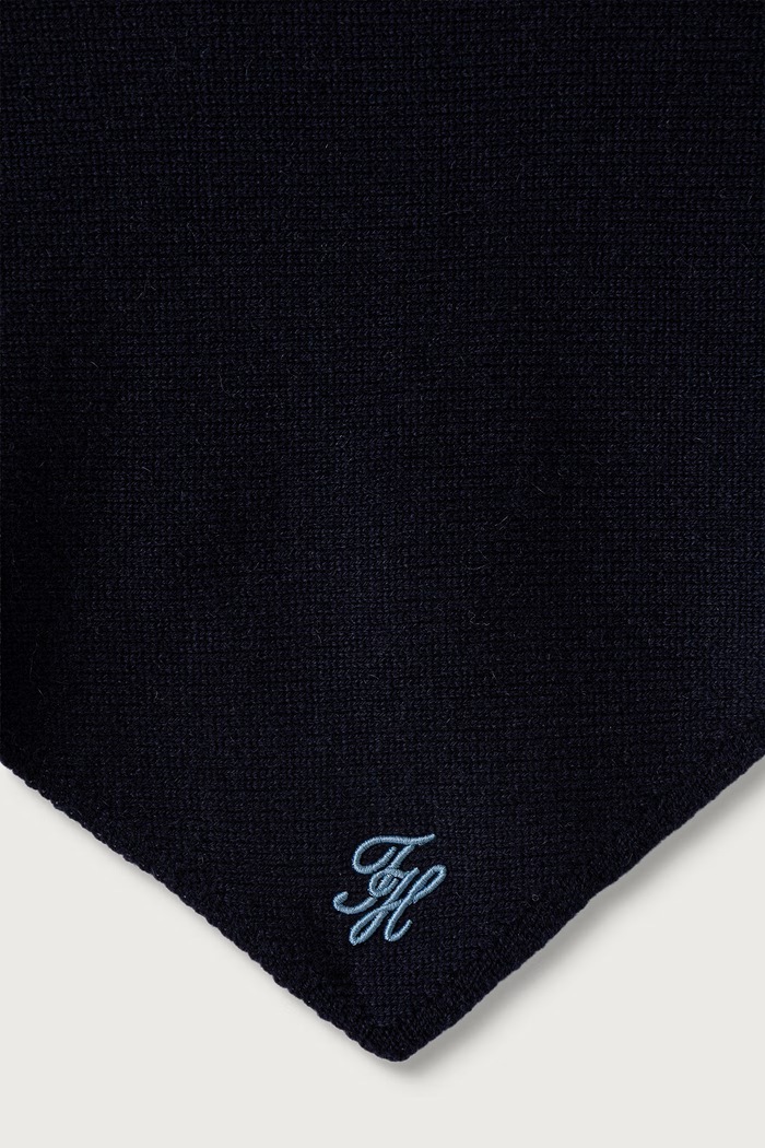 Tommy Hilfiger Τετράγωνο μαντήλι γυναικείο από πρόσμιξη κασμιριού AW0AW19573 σκούρο μπλε AW26