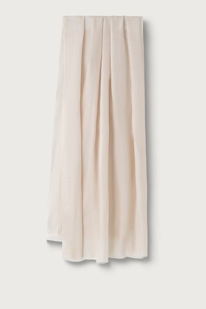 Weekend Max Mara Szal damski z dodatkiem jedwabiu WKARAUCHE beżowy 2625546014600