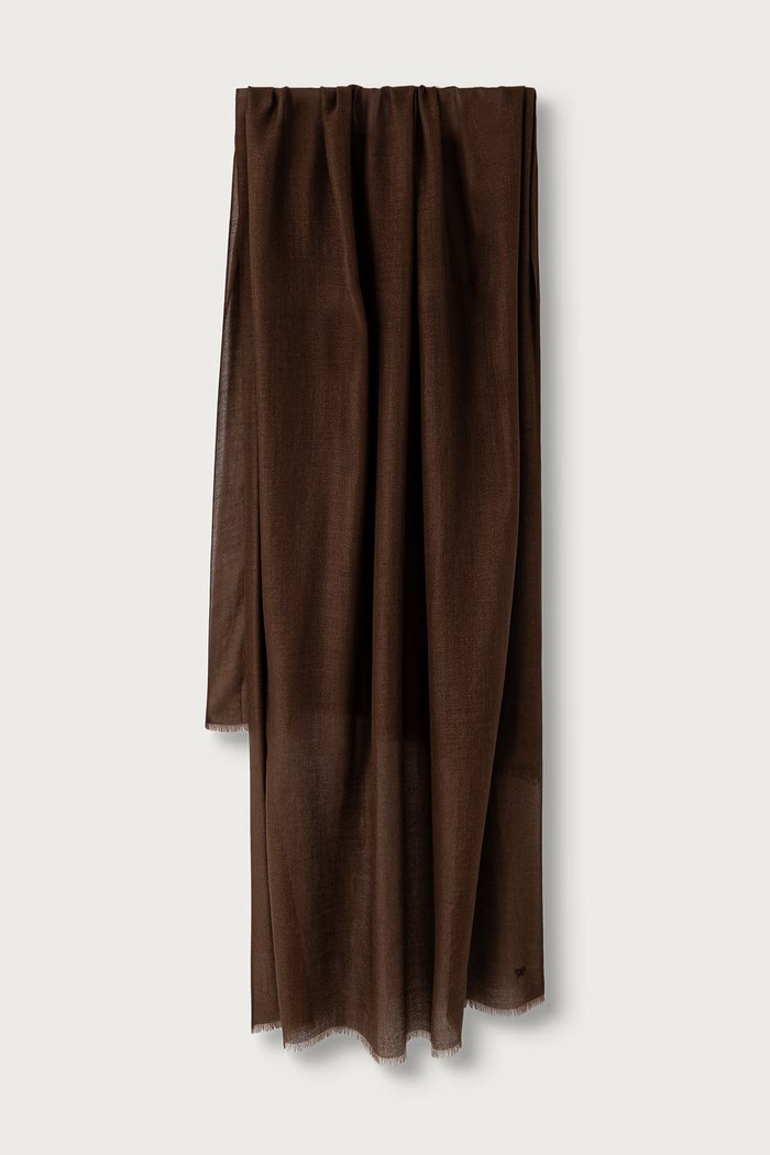 Weekend Max Mara Szal damski z dodatkiem jedwabiu WKARAUCHE brązowy 2625546014600