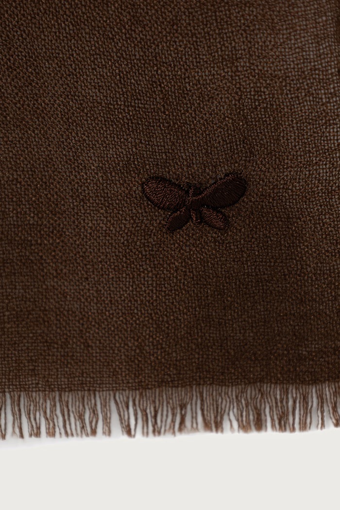 Weekend Max Mara Szal damski z dodatkiem jedwabiu WKARAUCHE 2625546014600 brązowy AW26