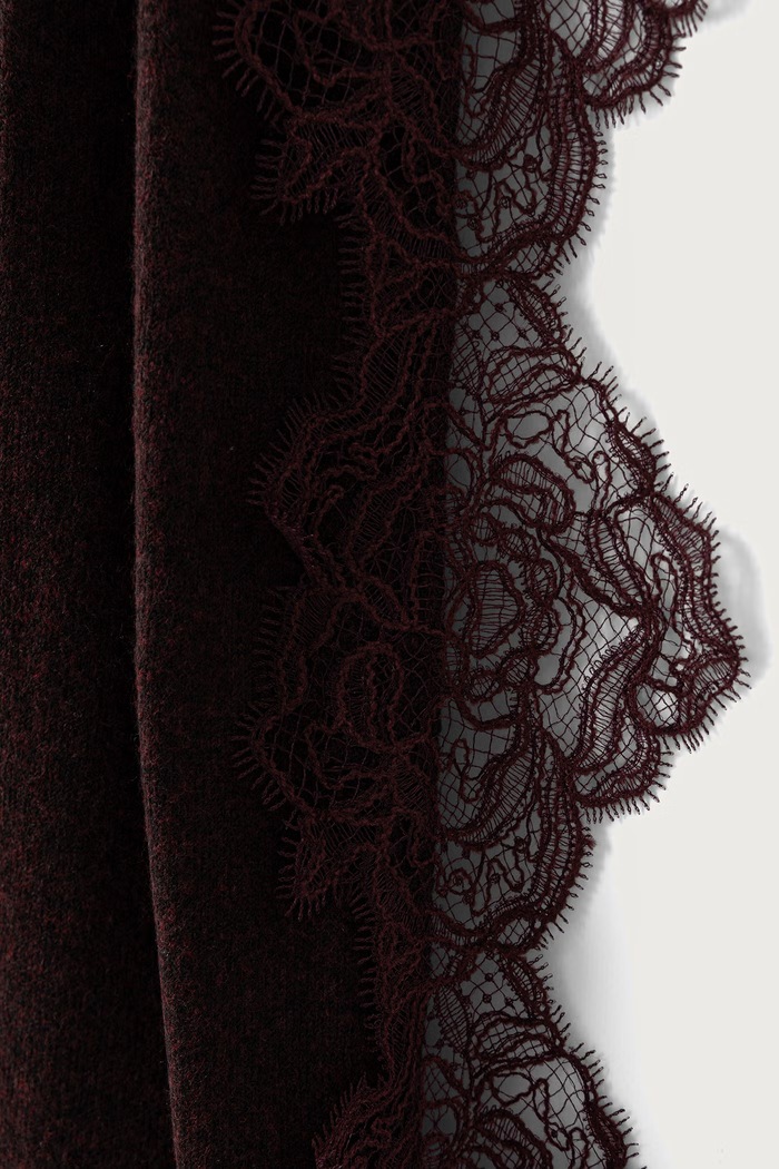 Twinset Šal ženski z dodatkom volne 262TO5570 bordo AW26