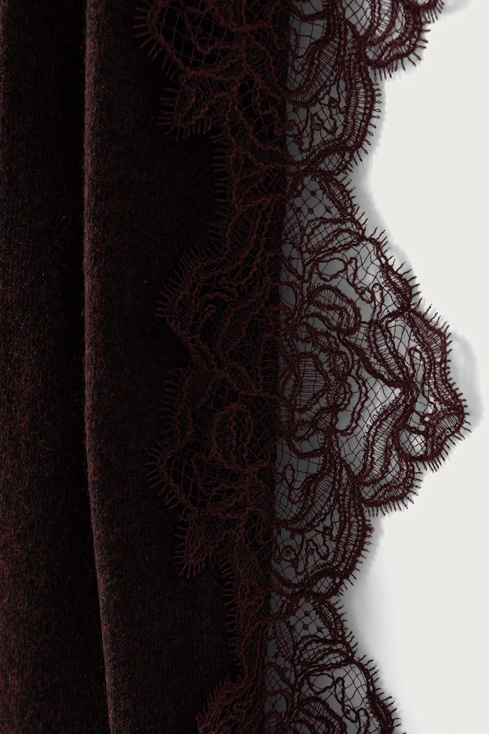 Twinset Šal ženski z dodatkom volne 262TO5570 bordo AW26