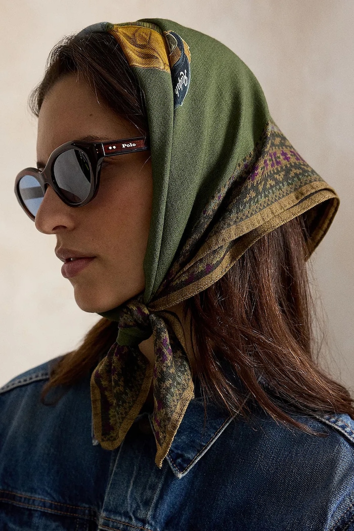Polo Ralph Lauren apaszka damska wełniana zielony 455P18122