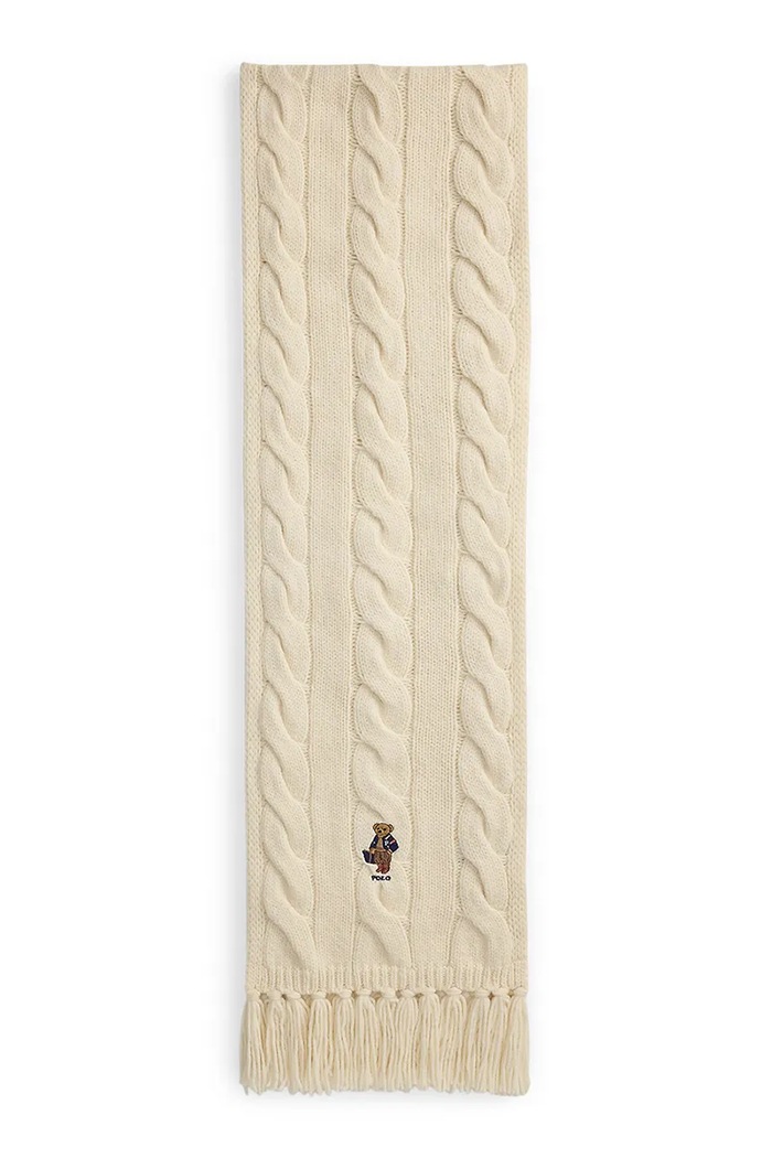 Polo Ralph Lauren Szalik damski z wełną 455P18119 beżowy AW26