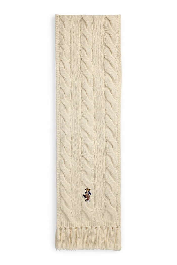 Polo Ralph Lauren Szalik damski z wełną 455P18119 beżowy AW26