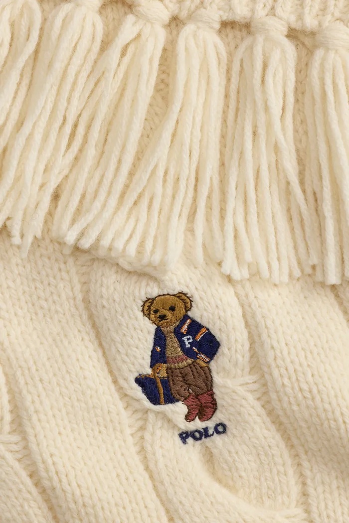 Akcesoria Polo Ralph Lauren Szalik damski z wełną 455P18119 beżowy