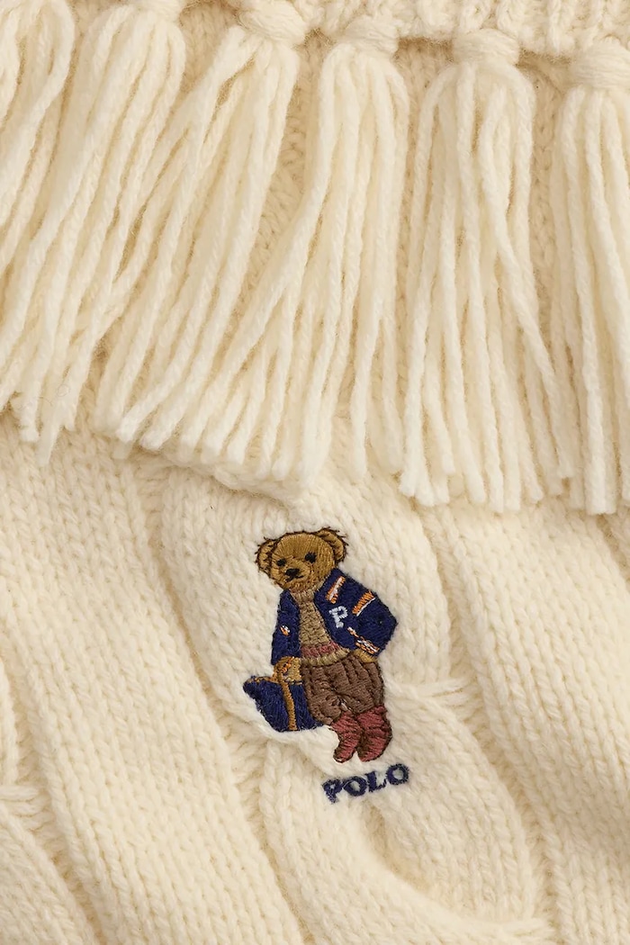 Akcesoria Polo Ralph Lauren Szalik damski z wełną 455P18119 beżowy