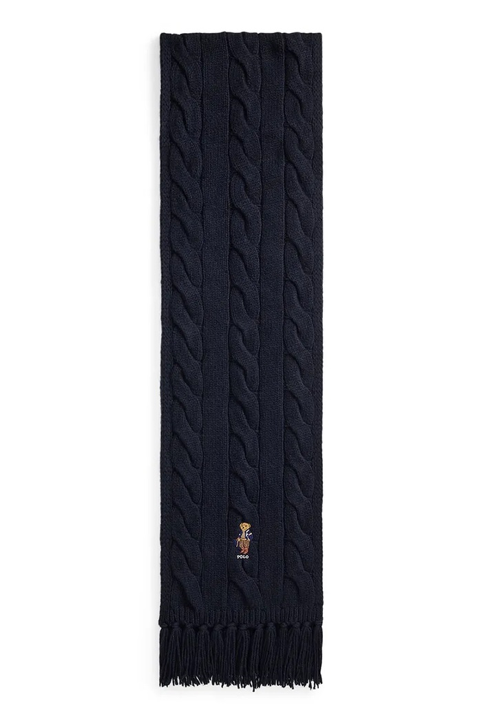 Polo Ralph Lauren Szalik damski z wełną 455P18119 granatowy AW26