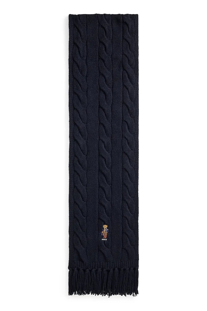 Polo Ralph Lauren Szalik damski z wełną 455P18119 granatowy AW26