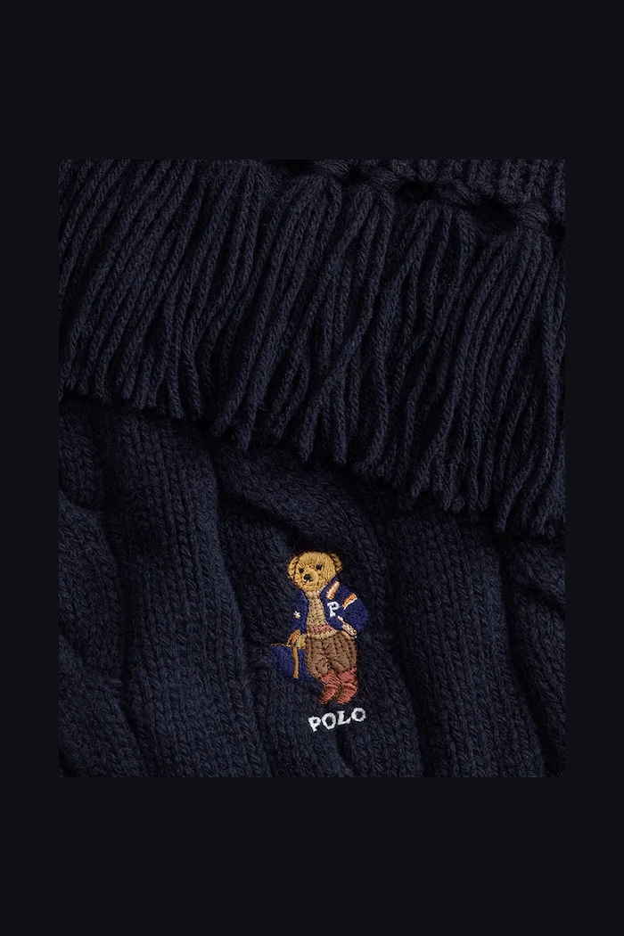 Akcesoria Polo Ralph Lauren Szalik damski z wełną 455P18119 granatowy