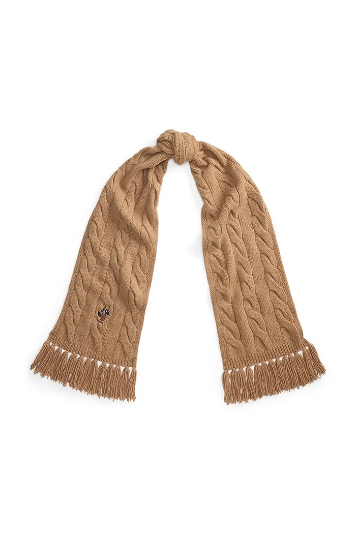 Polo Ralph Lauren Szalik damski z wełną brązowy 455P18119