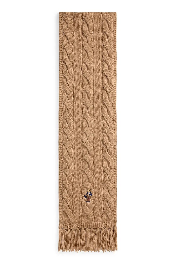 Polo Ralph Lauren Szalik damski z wełną 455P18119 brązowy AW26