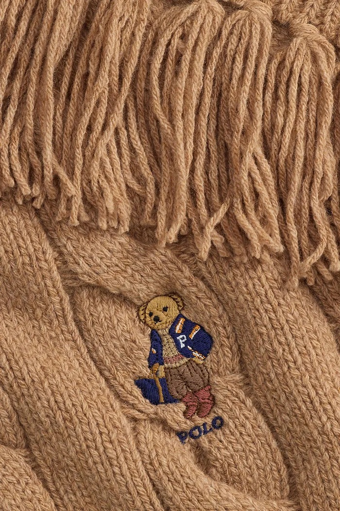 Akcesoria Polo Ralph Lauren Szalik damski z wełną 455P18119 brązowy