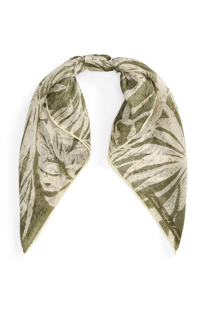 Lauren Ralph Lauren sciarpa quadrata da donna in seta verde 454P18519