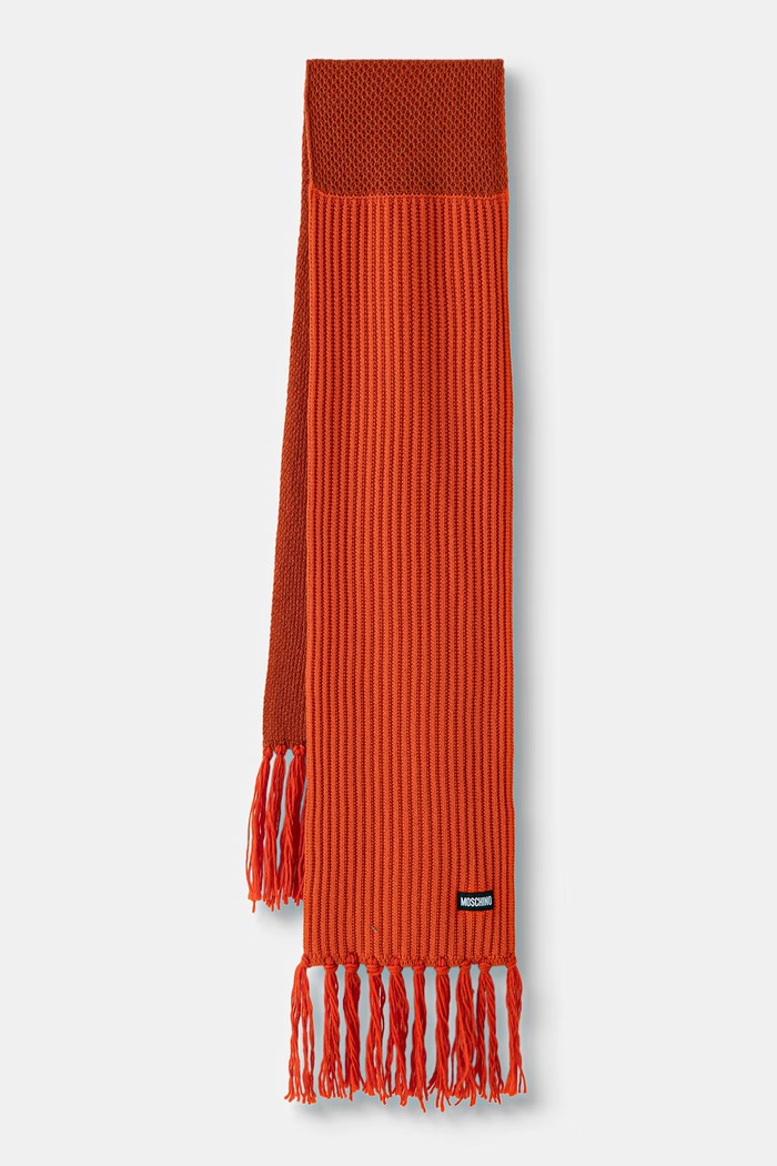 Moschino szalik damski z dodatkiem wełny pomarańczowy M3489.30862