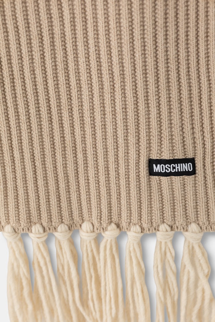 Akcesoria Moschino szalik damski z dodatkiem wełny M3489.30862 beżowy