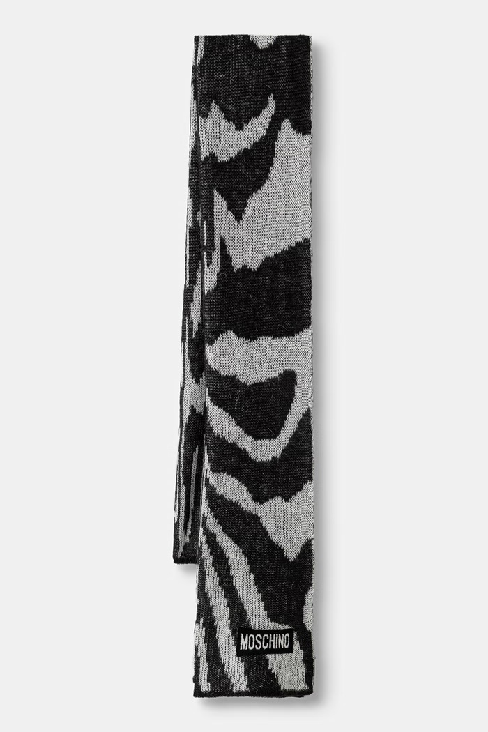 Moschino szalik damski z dodatkiem wełny szary M3468.30857