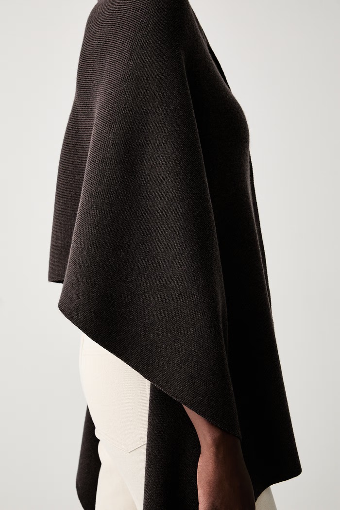 Yuzefi poncho damskie z wełny merino HOME YUZPF26.RW.KN17.69 brązowy